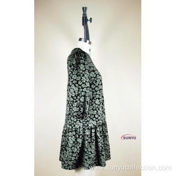 woven dress with flower print